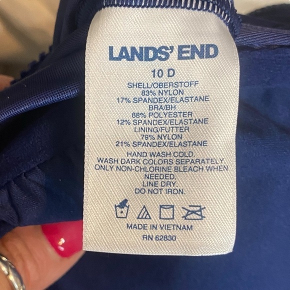 Lands End polka dot ruffle tankini top blue size 10 D - Picture 6 of 7